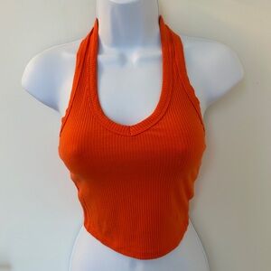 Fashion Nova Orange Ribbed Crop Top